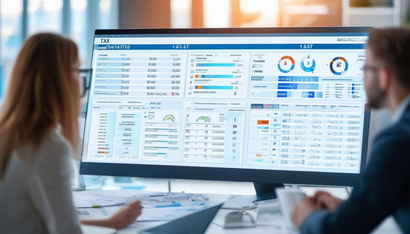 Finance team using AI-powered tools to prepare taxes and ensure compliance with regulatory standards.